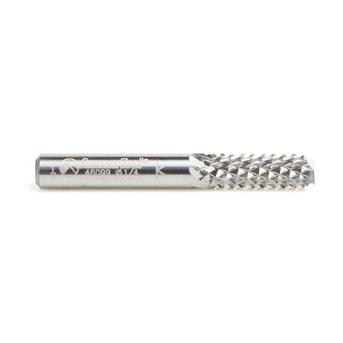 Amana Tool 46099 Punta de fresa con patrón de diamante, corte compuesto 1/4 de diámetro x 3/4 de altura de corte x 1/4 de vástago x 2 pulgadas de longitud Fresa ultra fina para fresadora