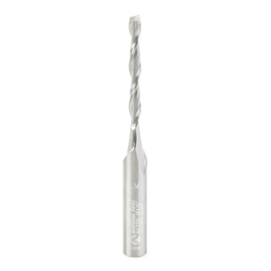 Amana Tool 46270 Fresa CNC de metal duro para corte de espuma con corte ascendente en espiral de 1/8 D x 1-1/8 CH x 1/4 SHK x 2-1/2 pulgadas de largo y fondo plano