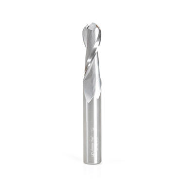 Amana Tool 46457 Solid Carbide Up-Cut Spiral Ball Nose 5 Radius x 10 Dia x 29 Cut Height x 10 Shank x 75mm Long x 2 Flute Metric Router Bit with High Mirror Finish