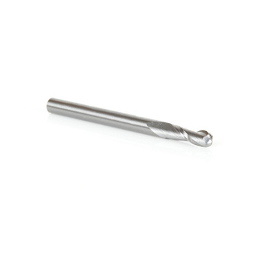 Amana Tool 46454 Fresa de metal duro con punta esférica en espiral de 2 radios x 4 diámetros x 12 alturas de corte x 4 vástagos x 50 mm de longitud x 2 canales con acabado de alto espejo