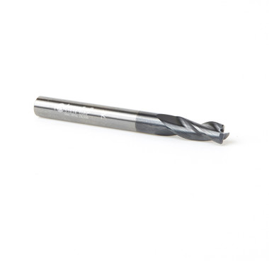 Amana Tool 51614 Metrische SC-Spirale für Stahl, Edelstahl & Nichteisenmetalle mit AlTiN-Beschichtung 3-Schneiden x 6mm D x 16mm CH x 6mm SHK x 60mm lang Up-Cut Fräser / 45 Grad Eckfräser