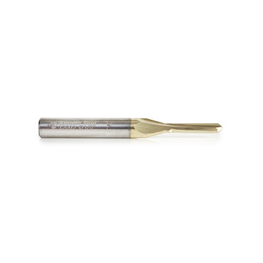 Amana Tool 45609 Zero-Point Solid Carbide V Groove 90 Deg x 1/8 D x 5/8 CH x 1/4 Inch SHK ZrN Coated Router Bit