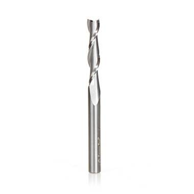 Amana Tool 46321 SC Fresa espiral de 2 hélices 1/4 D x 1-1/4 CH x 1/4 SHK x 3 pulgadas de largo 2 hélices de corte ascendente