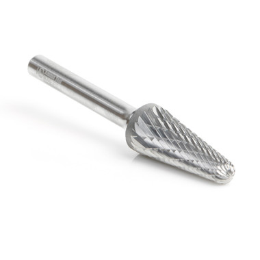 Herramienta Amana BURS-218 Cabeza SC de radio cónico 1/2 D x 1-1/8 CH x 1/4 SHK x 2-7/8 pulgadas de largo Fresa SL de doble corte