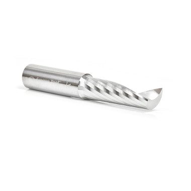 Amana Tool 57329 Broca para fresadora CNC de corte ascendente métrica SC espiral O de un solo filo, corte de plástico 12 D x 38 CH x 12 SHK x 76mm de largo con acabado de espejo