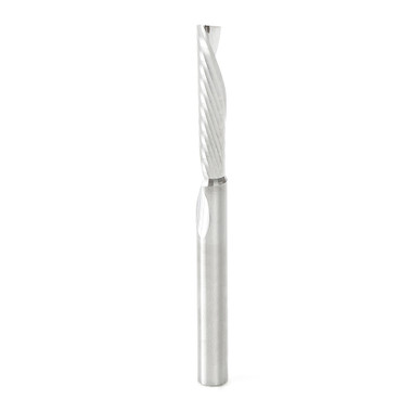 Amana Tool 51481 CNC SC Spiral O Single Flute, Aluminum Cutting 1/4 D x 1-1/4 CH x 1/4 SHK x 3 Inch Long Up-Cut Router Bit with Mirror Finish