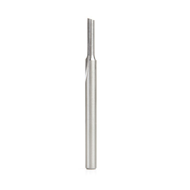 Amana Tool HSS1503 Fraise en acier rapide (HSS) pour la coupe du plastique, simple goujure droite en O, 3/16 D x 3/4 CH x 1/4 SHK x 3-1/4 pouces de long