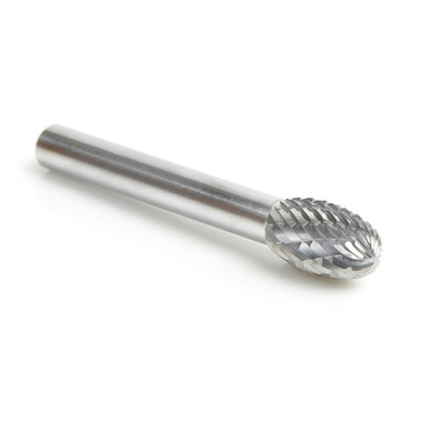 Amana Tool BURS-174 Oval Shape SC Head 3/8 D x 5/8 CH x 1/4 SHK x 2-3/8 Inch Long Double Cut SE Burr Bit