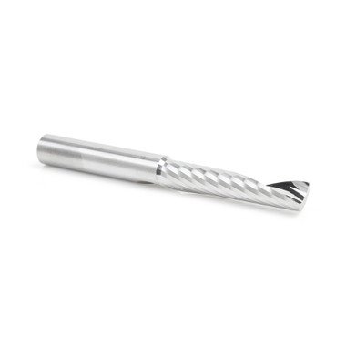 Amana Tool 57326 Broca para fresadora CNC de corte ascendente métrica SC espiral O de un solo filo, corte de plástico 8 D x 38 CH x 8 SHK x 76mm de largo con acabado de espejo