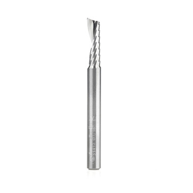 Amana Tool 51412 CNC SC Spiral O Single Flute, Kunststoff schneiden 3/16 D x 5/8 CH x 3/16 SHK x 2 Zoll lang Up-Cut Router Bit mit Mirror Finish