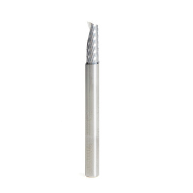 Amana Tool 51374 CNC SC Spiral O Single Flute, corte de aluminio 3/16 D x 1/2 CH x 3/16 SHK x 2 pulgadas de largo Up-Cut Router Bit con acabado de espejo