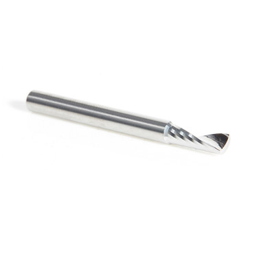 Amana Tool 51374 CNC SC Spiral O Single Flute, corte de aluminio 3/16 D x 1/2 CH x 3/16 SHK x 2 pulgadas de largo Up-Cut Router Bit con acabado de espejo