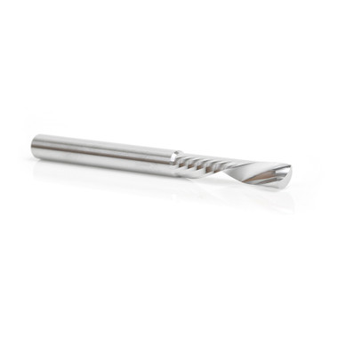 Amana Tool 57333 Broca para fresadora CNC de corte descendente métrica SC espiral O de un solo filo, corte de plástico 6 D x 30 CH x 6 SHK x 76mm de largo con acabado de espejo