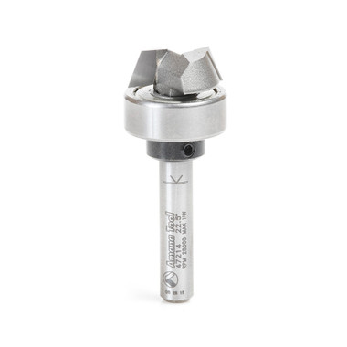 Amana Tool 47214 Carbide Tipped 25 Deg Bevel Trim 3/4 Dia x 1/4 Cut Height x 1/4 Inch Shank Router Bit with Upper Ball Bearing