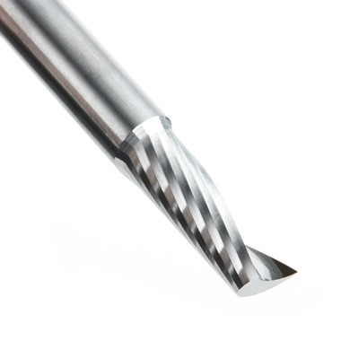 Amana Tool 51378 CNC SC Spiral O Single Flute, Corte de Aluminio 3/8 D x 1 CH x 3/8 SHK x 3 Inch Long Up-Cut Router Bit with Mirror Finish