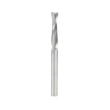 Amana Tool 51767 SC Fresa CNC espiral de doble filo en O, corte de plástico 1/4 Dia x 1-1/4 CH x 1/4 Vástago x 3 Pulgadas de largo de corte hacia arriba
