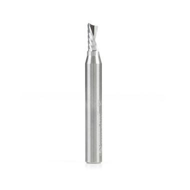 Amana Tool 51773 CNC SC Spiral O Single Flute, Corte de Aluminio 3/16 D x 3/8 CH x 1/4 SHK x 2 Inch Long Down-Cut Router Bit with Mirror Finish