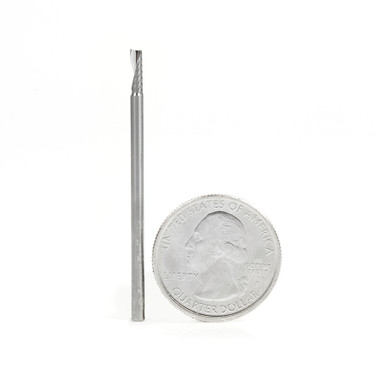 Herramienta Amana 57312 CNC Métrico SC Espiral O Un Solo Filo, Corte Plástico 2.5 D x 8 CH x 2.5 SHK x 50mm Largo Fresa Up-Cut con Acabado Espejo