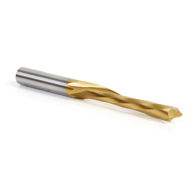 Amana Tool HSS1705TIN Recubierto de TiN Un solo filo 1/2 D x 2-1/2 CH x 1/2 SHK x 5-1/2 pulgadas de largo Fresa HSS de corte descendente para máquina de puertas NORFIELD