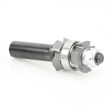 Amana Tool 47414 Carbide Tipped Double Beve Trim Cutter Assembly 15 Deg x 1 Inch D x 1/4 CH x 1/2 SHK w/ Center BB Router Bit