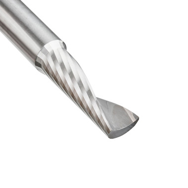 Amana Tool 57325 Broca para fresadora CNC de corte ascendente métrica SC espiral O de un solo filo, corte de plástico 8 D x 25 CH x 8 SHK x 64mm de largo con acabado de espejo