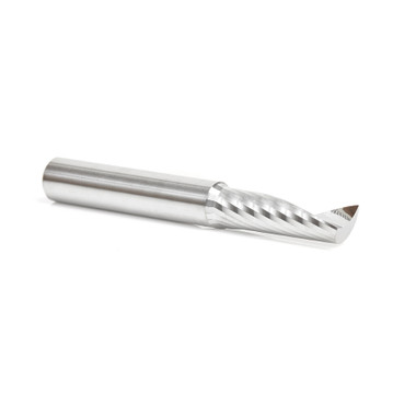 Amana Tool 57325 Broca para fresadora CNC de corte ascendente métrica SC espiral O de un solo filo, corte de plástico 8 D x 25 CH x 8 SHK x 64mm de largo con acabado de espejo