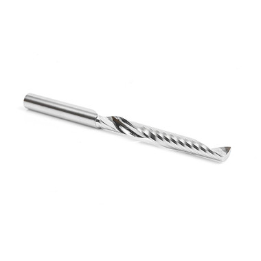 Amana Tool 51646 CNC SC Spiral O Single Flute, corte de plástico 1/4 D x 2-1/4 CH x 1/4 SHK x 3-3/4 pulgadas de largo fresa de corte ascendente con acabado de espejo