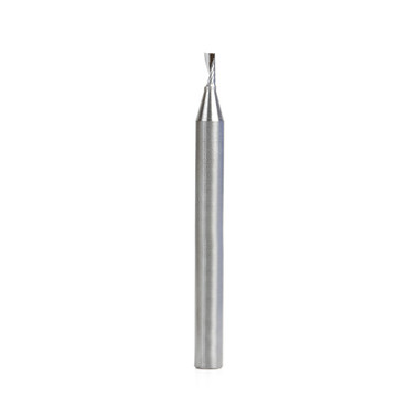 Amana Tool 57301 Broca para fresadora CNC con corte ascendente de 2,5 D x 6 CH x 6 SHK x 64mm de longitud, corte métrico SC en espiral O de un solo filo con acabado de espejo