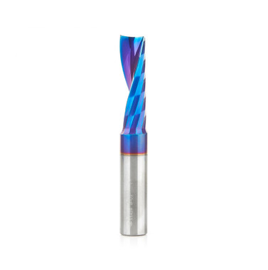 Amana Tool 51428-K CNC Spektra Coated SC Spiral O Single Flute, Plastic Cutting 1/2 D x 1-5/8 CH x 1/2 SHK x 3-1/2 Inch Long Up-Cut Router Bit with Mirror Finish