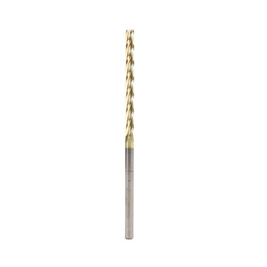 Amana Tool 46299 CNC 2D und 3D Carving 0.10 Deg Tapered Angle Flat Bottom x 1/8 D x 1-12 CH x 1/8 SHK x 3 Inch Long x 3 Flute SC ZrN Coated Router Bit