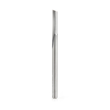 Amana Tool 43502 Fresa de metal duro de un solo filo en O para corte de plástico de 1/8 D x 1/2 CH x 1/8 SHK x 2 pulgadas de largo