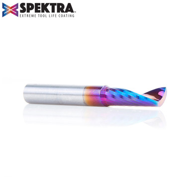 Amana Tool 51404-K CNC Spektra Coated SC Spiral O Single Flute, Plastic Cutting 1/4 D x 3/4 CH x 1/4 SHK x 2 Inch Long Up-Cut Router Bit mit Mirror Finish