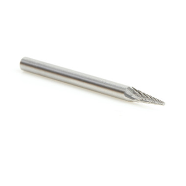 Amana Tool BURS-220 Fresa cónica puntiaguda 12 grados SC 1/8 D x 11/32 CH x 1/8 SHK x 1-1/2 pulgadas de largo Fresa SM de doble corte