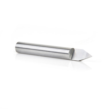 Amana Tool 45622 Fresa de carburo macizo de 45 grados para grabado de 0,025 de ancho de punta x 1/4 SHK x 2 pulgadas de largo para rotulación