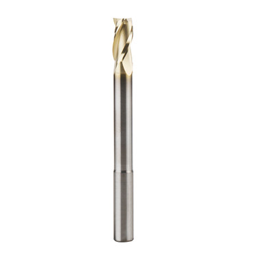 Amana Tool 46591 Extra Long CNC 2D and 3D Carving Flat Bottom x 0.10 Deg x 3/8 D x 3/4 CH x 3/8 SHK x 4 Inch Long x 3 Flute Solid Sub Micrograin Carbide ZrN Coated Reduced SHK Router Bit