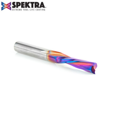 Amana Tool 46348-K CNC SC Spektra Extreme Tool Life Coated Spiral Plunge for Solid Wood 1/4 D x 1 CH x 1/4 SHK x 2-1/2 Inch Long Down-Cut Router Bit