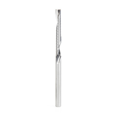 Amana Tool 57320 Broca para fresadora de corte ascendente métrica SC CNC de un solo filo en forma de O espiral para corte de plástico de 4 D x 30 CH x 4 SHK x 64mm de longitud con acabado de espejo