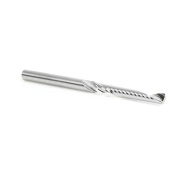 Amana Tool 57320 Broca para fresadora de corte ascendente métrica SC CNC de un solo filo en forma de O espiral para corte de plástico de 4 D x 30 CH x 4 SHK x 64mm de longitud con acabado de espejo