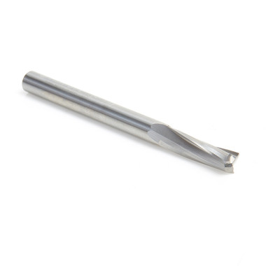 Amana Tool 51631 Fresa espiral de metal duro de 1/4 de diámetro x 7/8 de altura de corte x 1/4 de vástago x 3 pulgadas de longitud de corte ascendente, deja un acabado superficial extra alto