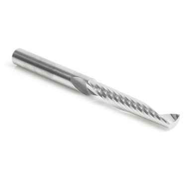 Amana Tool 51499 Broca para fresadora CNC de corte ascendente métrica SC espiral O de un solo filo, corte de plástico 6 D x 38 CH x 6 SHK x 75mm de largo con acabado de espejo