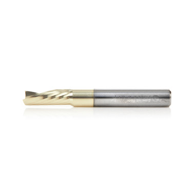 Amana Tool 51502-Z CNC SC Spiral O Single Flute, Aluminum Cutting 1/4 D x 5/8 CH x 1/4 SHK x 2 Inch Long Down-Cut ZrN Coated Router Bit with Mirror Finish