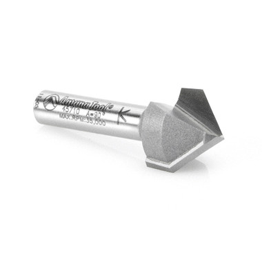 Amana Tool 45710 Hartmetall bestückt V-Nut 90 Grad x 5/8 D x 5/16 CH x 1/4 Zoll SHK Router Bit