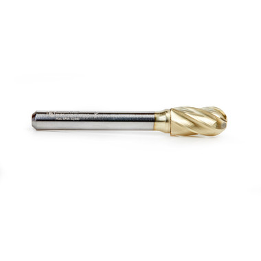 Amana Tool BURS-122NF Radius Cylinder SC Head 3/8 D x 3/4 CH x 1/4 SHK x 2-1/2 Inch Long ZrN Coated Double Cut SC Burr Bit