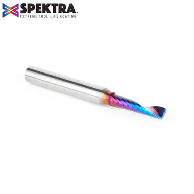 Amana Tool 51442-K CNC Spektra Coated SC Spiral O Single Flute, Plastic Cutting 3/16 D x 7/8 CH x 1/4 SHK x 2-1/2 Inch Long Up-Cut Router Bit with Mirror Finish