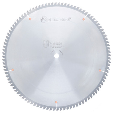 Amana Tool MS14100-5/8 Carbide Tipped Miter 14 Inch D x 100T 4+1 ATB, -2 Deg, 5/8 Bore, Circular Saw Blade