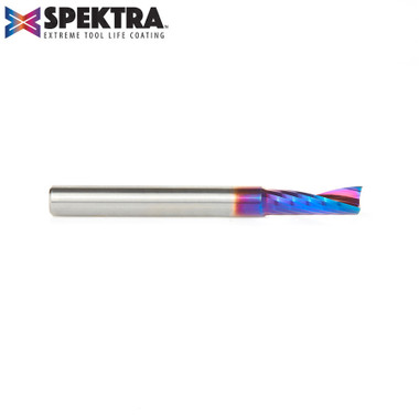 Amana Tool 51421-K CNC Spektra Coated SC Spiral O Single Flute, Plastic Cutting 1/4 D x 3/4 CH x 1/4 SHK x 2-1/2 Inch Long Up-Cut Router Bit with Mirror Finish
