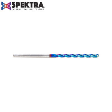 Amana Tool 46295-K CNC Spektra Extreme Herramienta con recubrimiento de por vida SC Tallado 2D y 3D Ángulo cónico de 0,10 grados Punta esférica x 1/8 D x 1/16 R x 1-1/2 CH x 1/8 SHK x 3 pulgadas de largo x 3 estrías Fresa