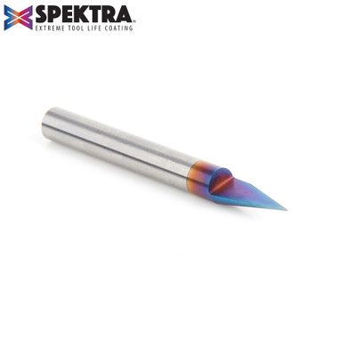Amana Tool 45773-K Solid Carbide Spektra Extreme Tool Life Coated 30 Degree Engraving 0.020 Tip Width x 1/4 SHK x 2-1/4 Inch Long Signmaking Router Bit