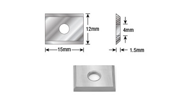 Vollhartmetall-Einsatzmesser 15 x 12 x 1,5 mm - 2 Schneidkanten