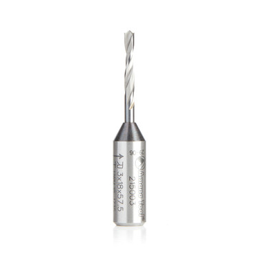 215003 Brad Point Solid Carbide Dowel Drill Boring Bit R/H 3mm Dia x 57.5mm Long x 10mm Shank